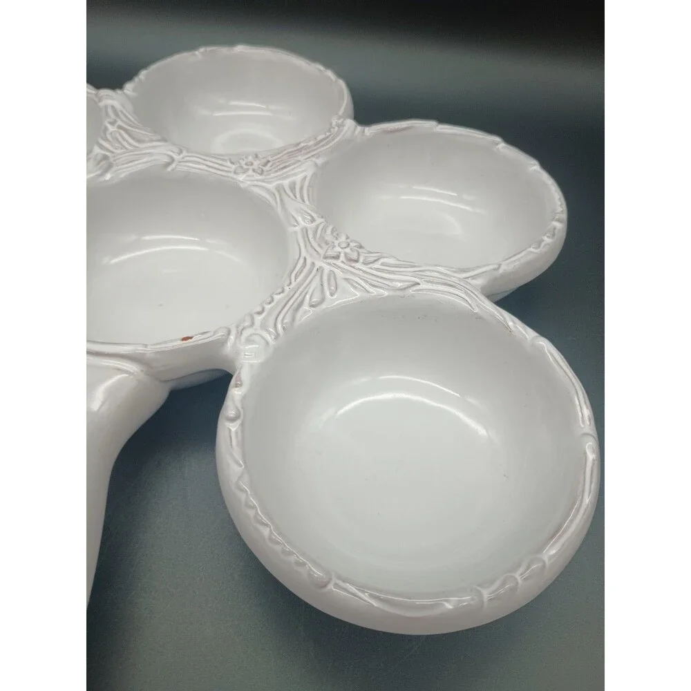 Style Eyes Baum Brothers Embossed Whiteware Baking Dish With 6 Round Cups